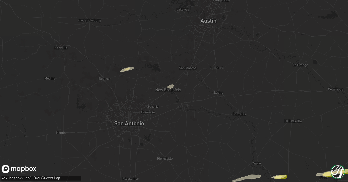 Hail map in New Braunfels, TX on March 17, 2024