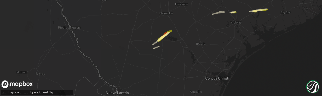 Hail map in Tilden, TX on March 17, 2024