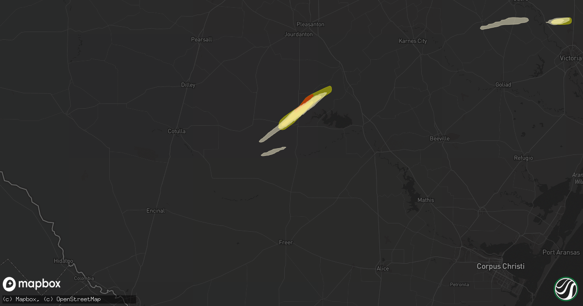 Hail map in Tilden, TX on March 17, 2024