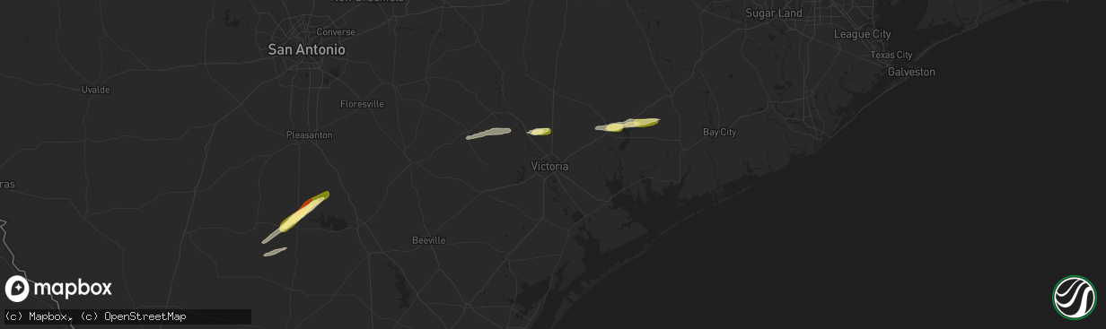 Hail map in Victoria, TX on March 17, 2024