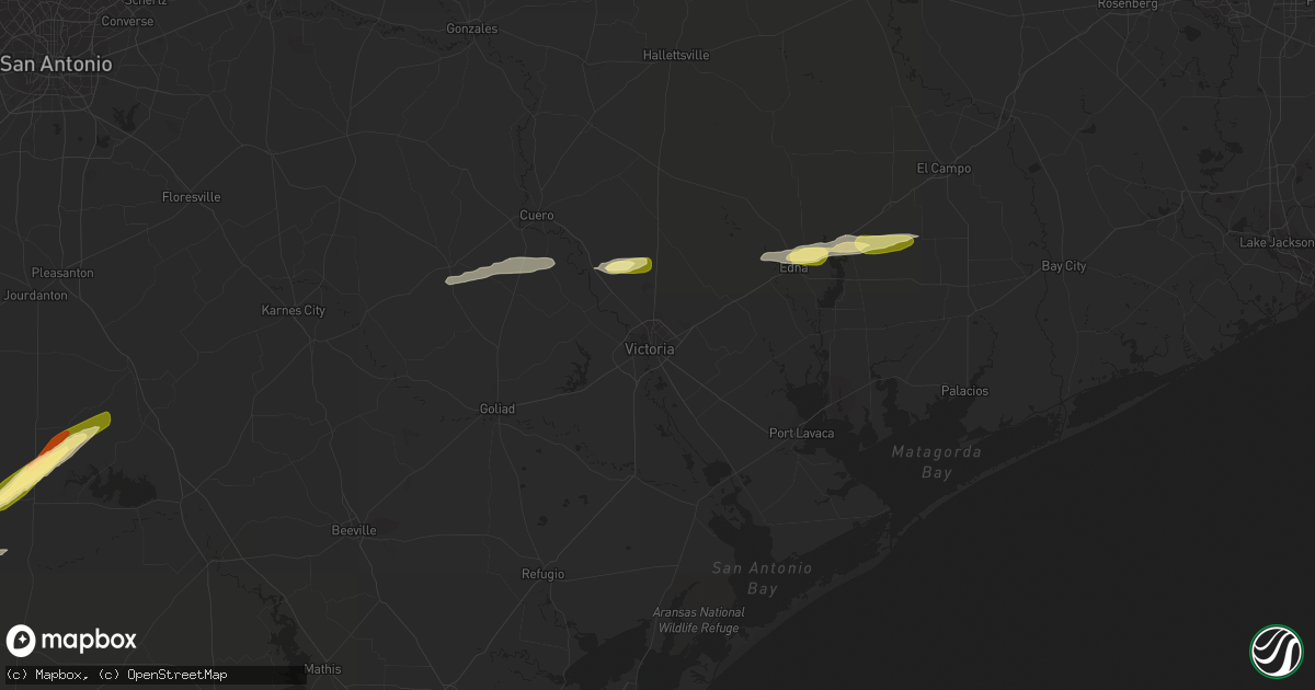 Hail map in Victoria, TX on March 17, 2024