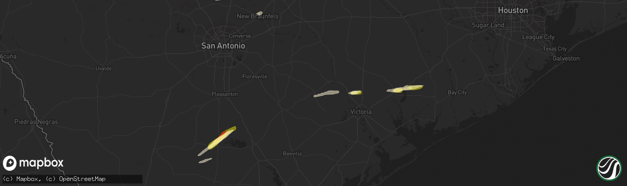 Hail map in Yorktown, TX on March 17, 2024