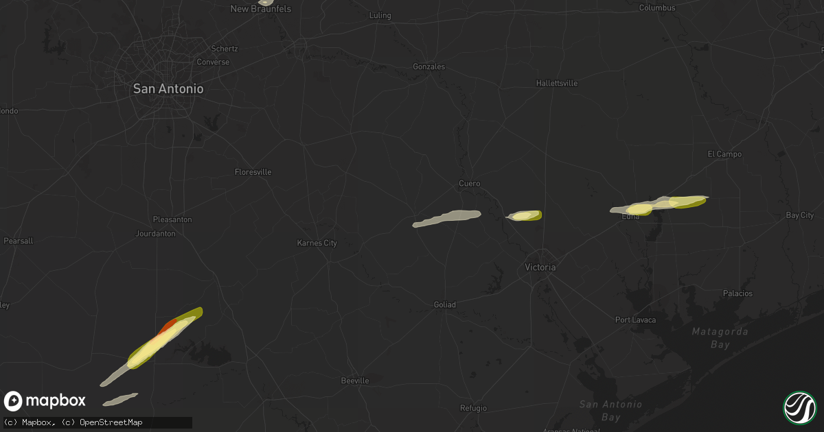 Hail map in Yorktown, TX on March 17, 2024
