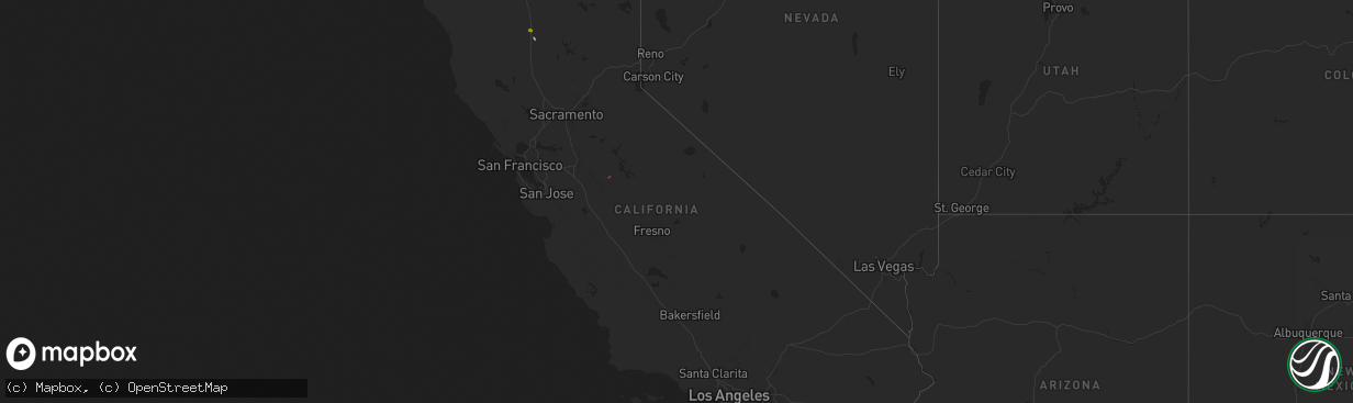 Hail map in California on March 17, 2025