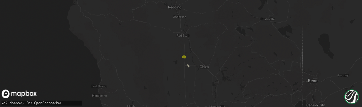 Hail map in Corning, CA on March 17, 2025