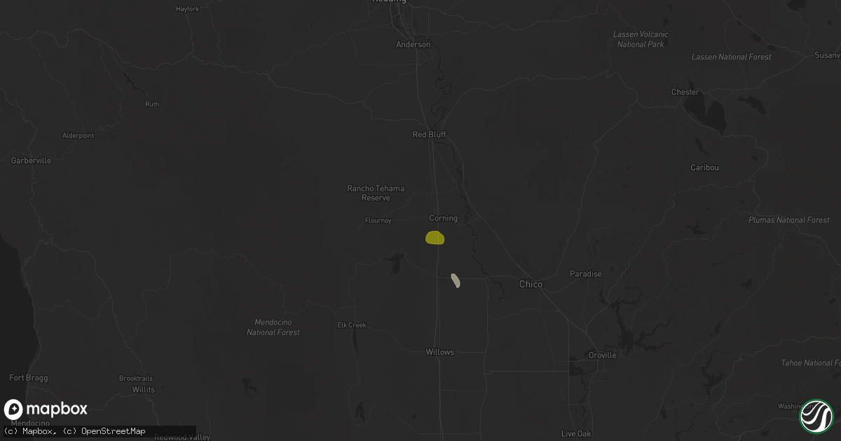 Hail map in Corning, CA on March 17, 2025
