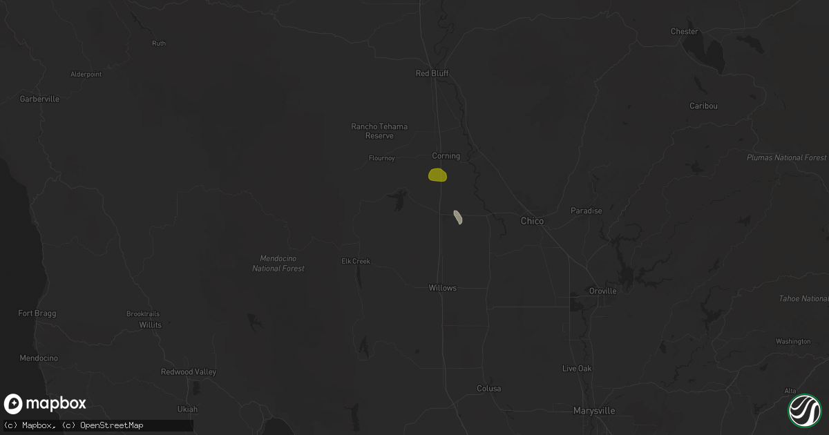 Hail map in Orland, CA on March 17, 2025