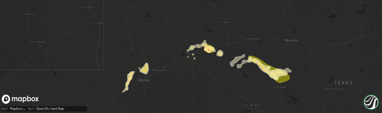 Hail map in Big Spring, TX on March 18, 2011