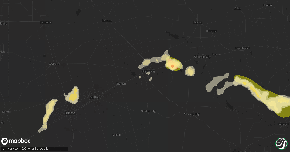 Hail map in Big Spring, TX on March 18, 2011