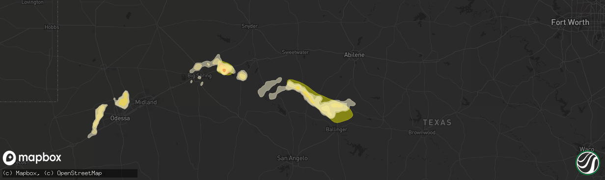 Hail map in Blackwell, TX on March 18, 2011