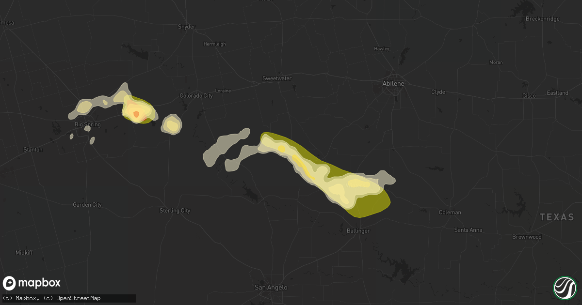 Hail map in Blackwell, TX on March 18, 2011