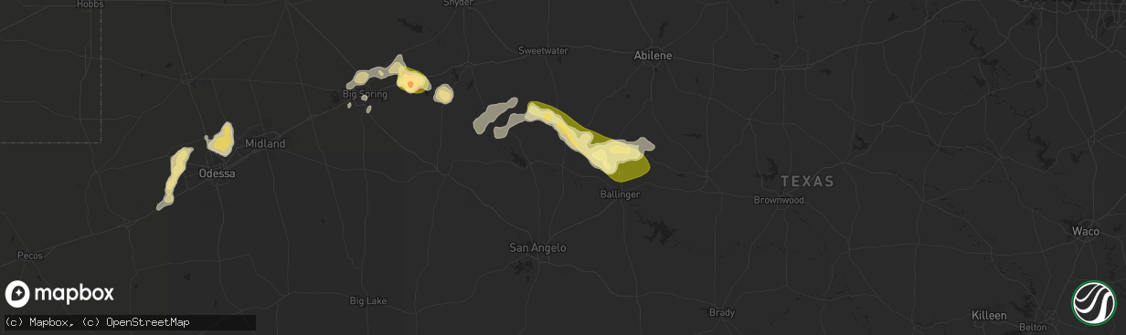 Hail map in Bronte, TX on March 18, 2011