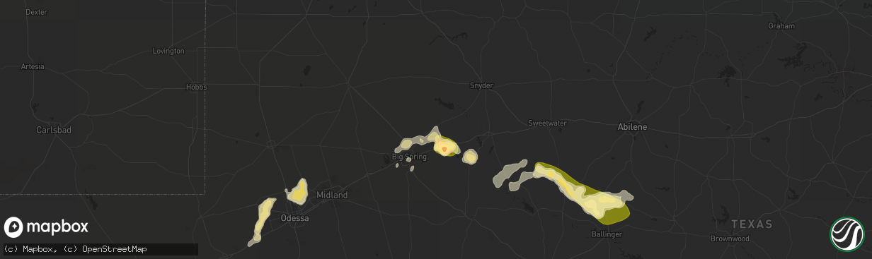 Hail map in Coahoma, TX on March 18, 2011