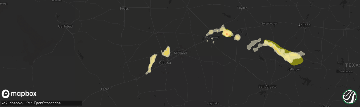 Hail map in Midland, TX on March 18, 2011