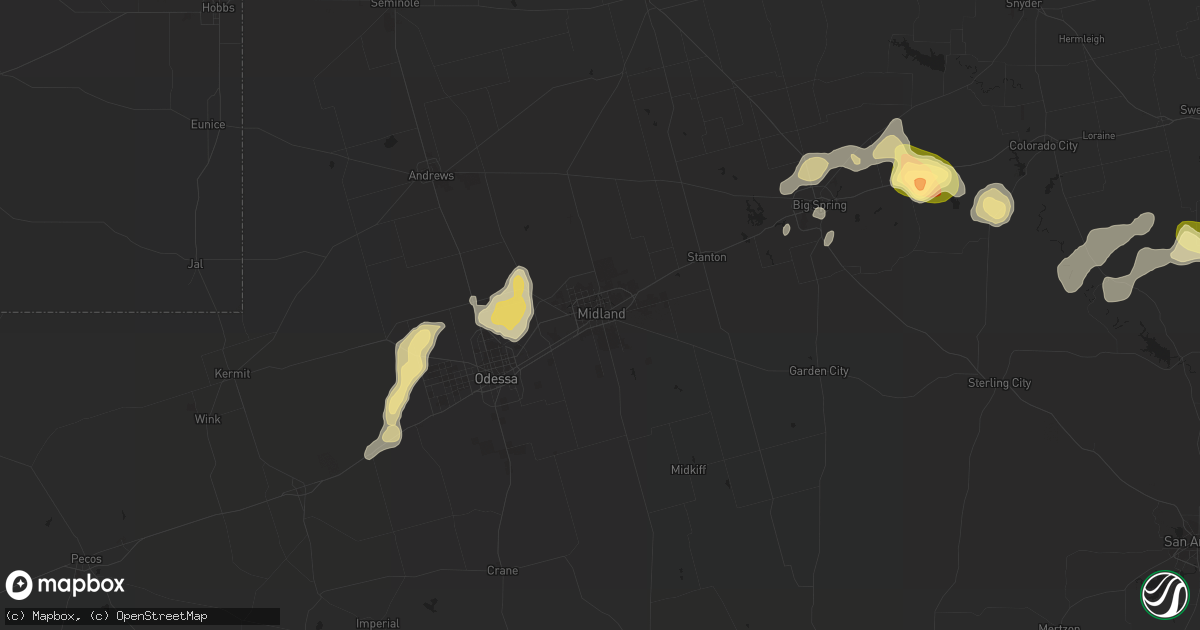 Hail map in Midland, TX on March 18, 2011