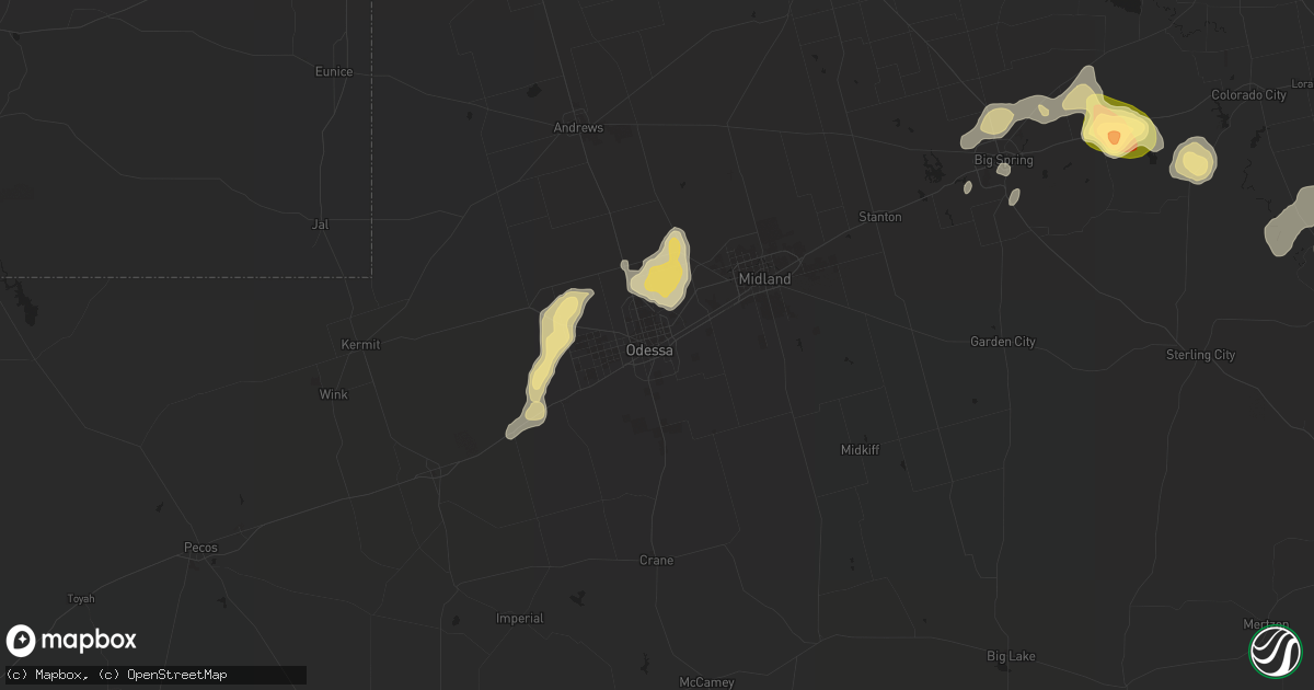 Hail map in Odessa, TX on March 18, 2011