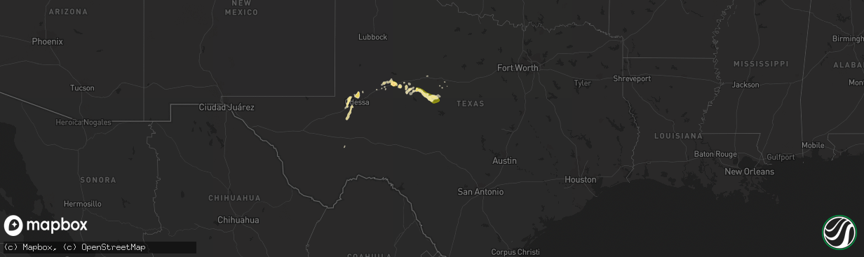 Hail map in Texas on March 18, 2011