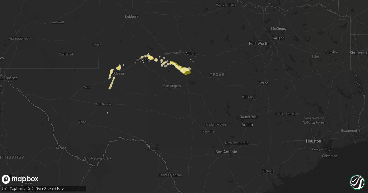 Hail map in Texas on March 18, 2011