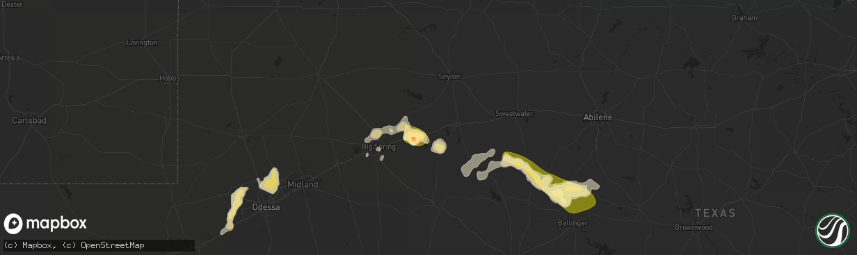 Hail map in Westbrook, TX on March 18, 2011