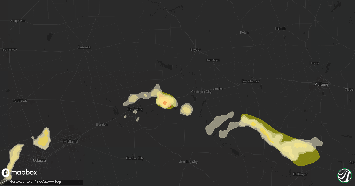 Hail map in Westbrook, TX on March 18, 2011