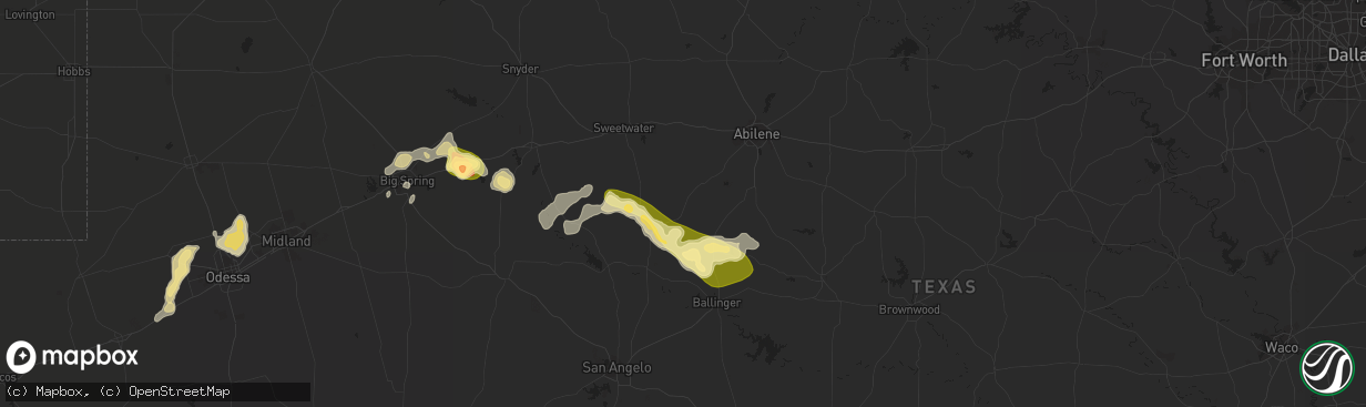 Hail map in Wingate, TX on March 18, 2011
