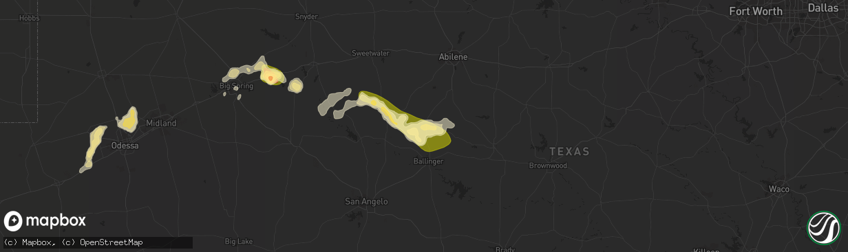 Hail map in Winters, TX on March 18, 2011