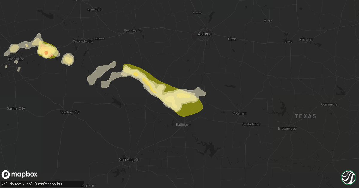 Hail map in Winters, TX on March 18, 2011