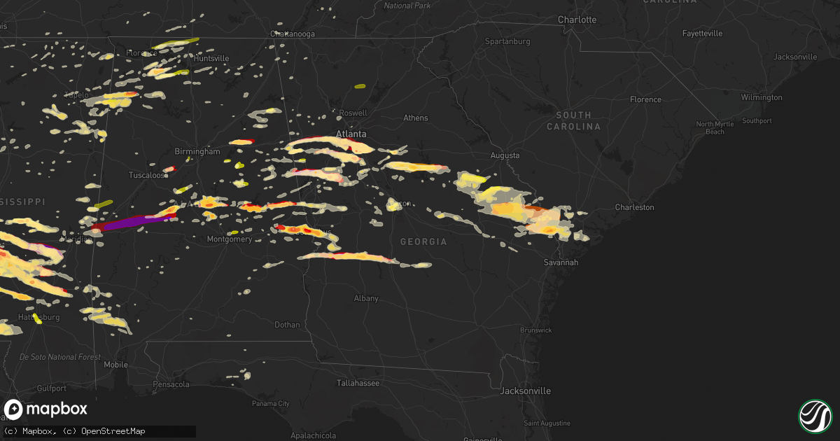 Hail map in Georgia on March 18, 2013