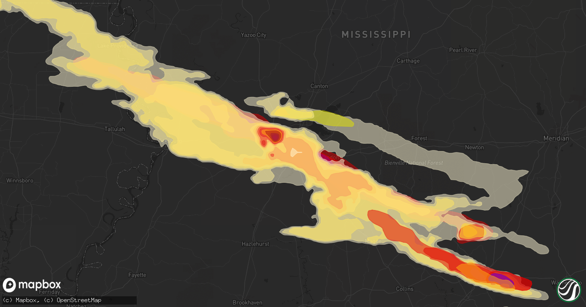 Hail map in Jackson, MS on March 18, 2013