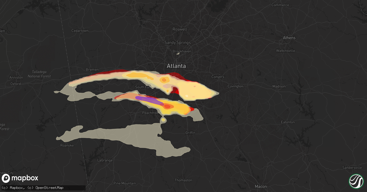 Hail map in Jonesboro, GA on March 18, 2013