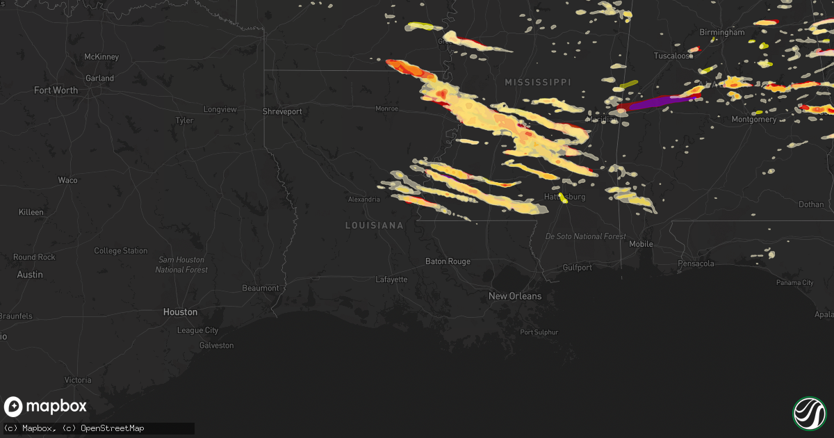 Hail map in Louisiana on March 18, 2013