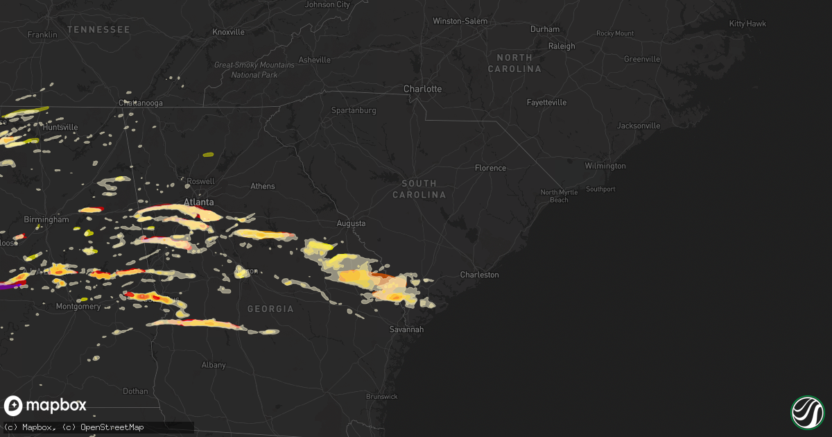 Hail map in South Carolina on March 18, 2013