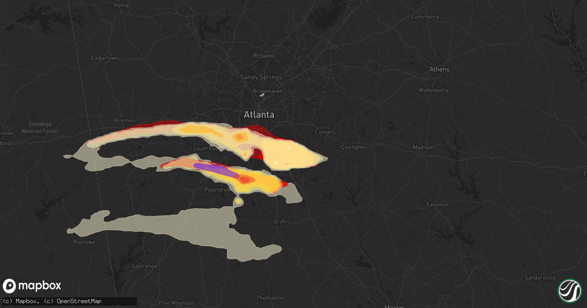 Hail map in Stockbridge, GA on March 18, 2013