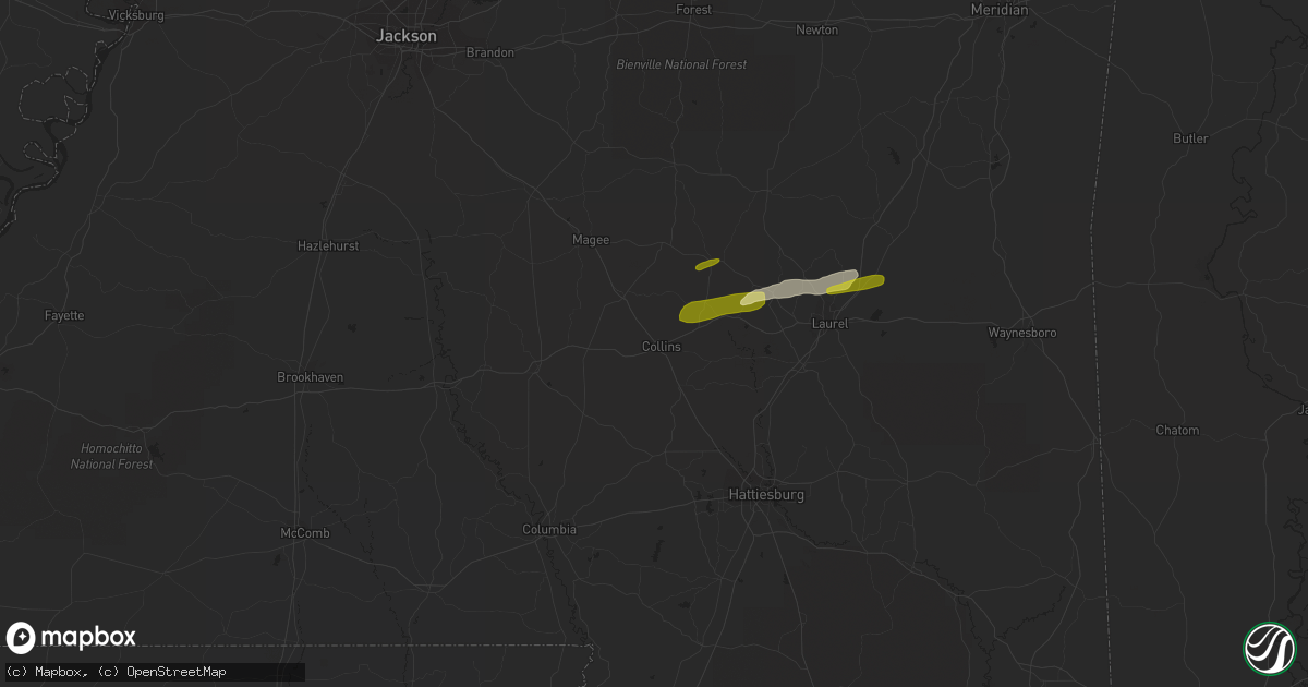 Hail map in Collins, MS on March 18, 2015
