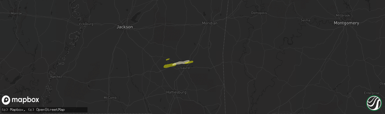 Hail map in Heidelberg, MS on March 18, 2015