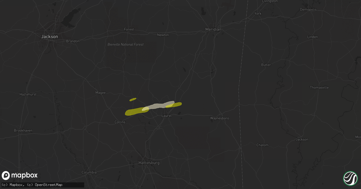 Hail map in Heidelberg, MS on March 18, 2015