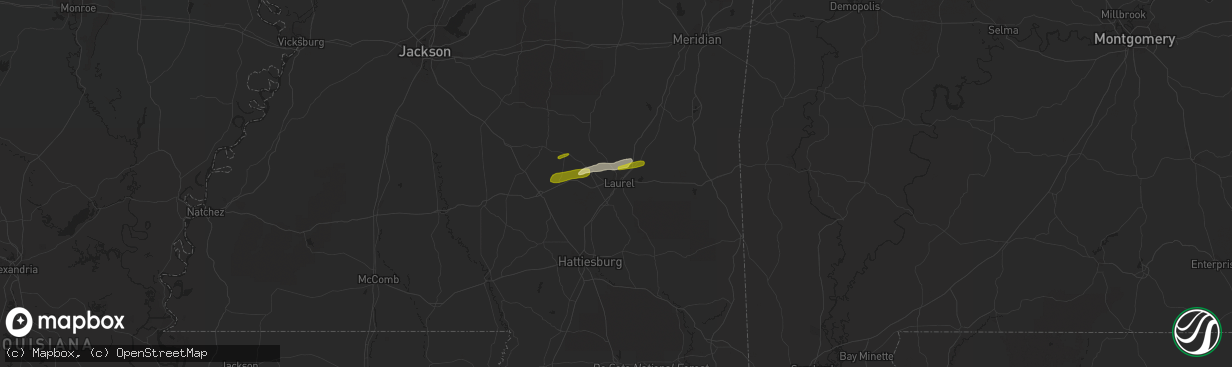 Hail map in Laurel, MS on March 18, 2015