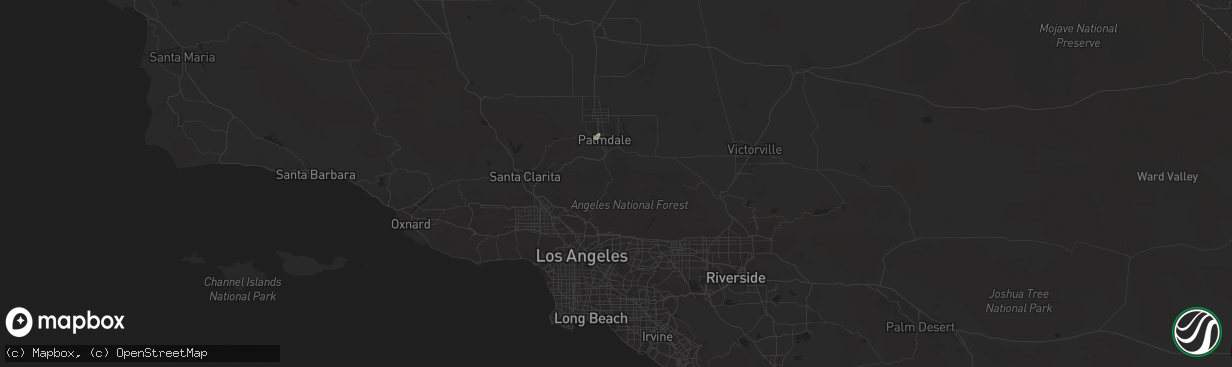 Hail map in Palmdale, CA on March 18, 2015