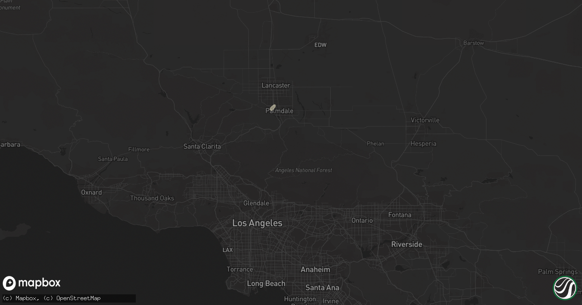 Hail map in Palmdale, CA on March 18, 2015