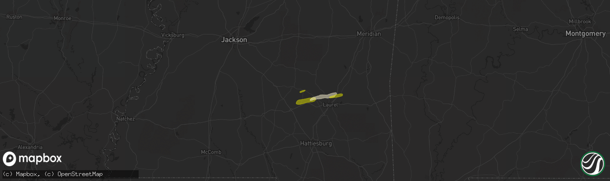 Hail map in Taylorsville, MS on March 18, 2015