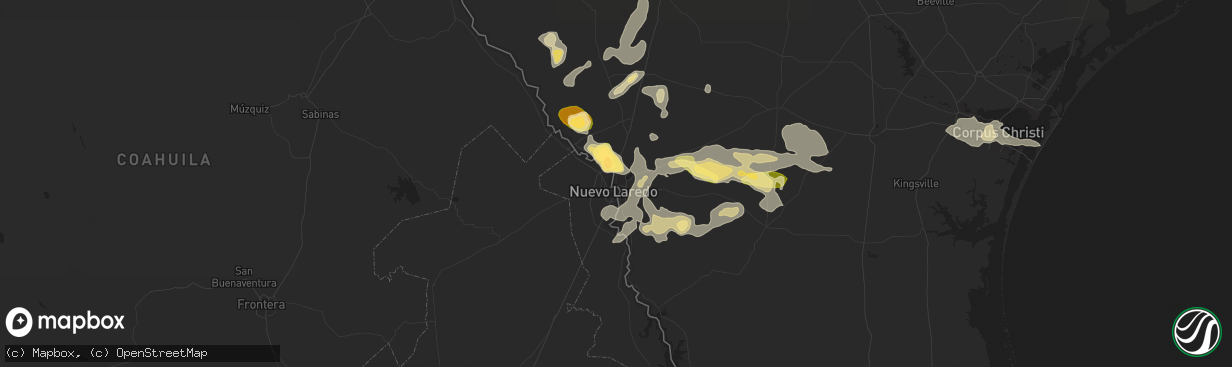 Hail map in Laredo, TX on March 18, 2016