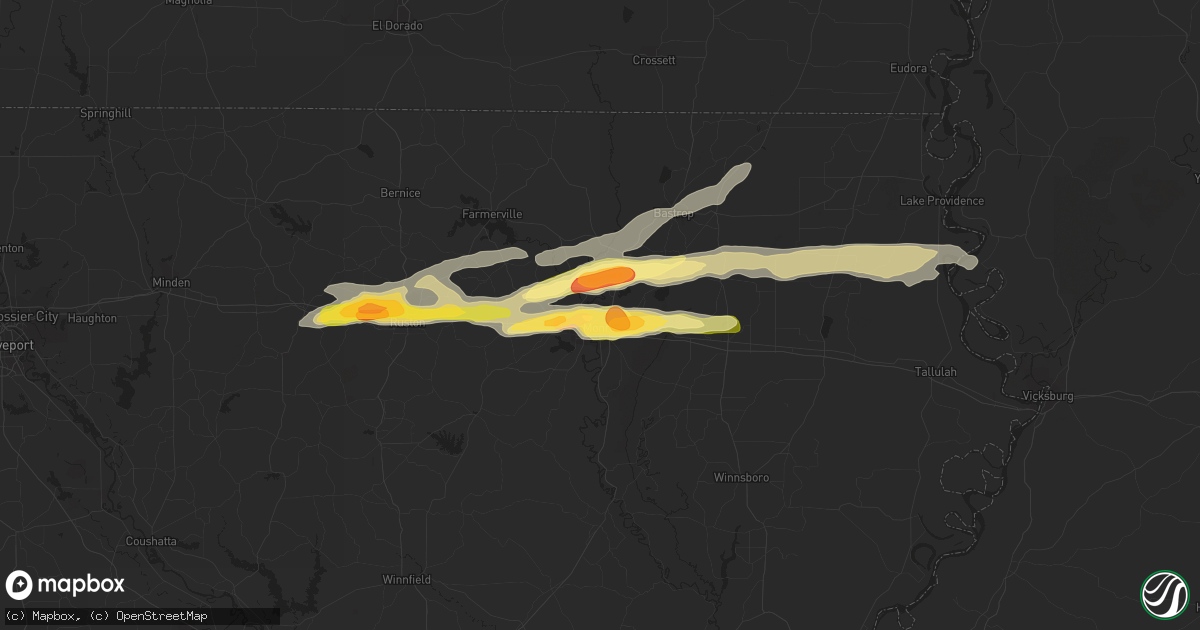 Hail map in Monroe, LA on March 18, 2016