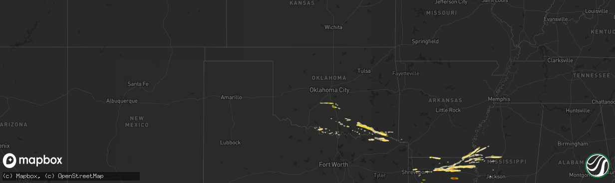 Hail map in Oklahoma on March 18, 2016