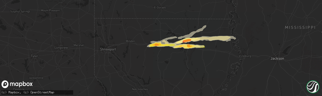 Hail map in Ruston, LA on March 18, 2016