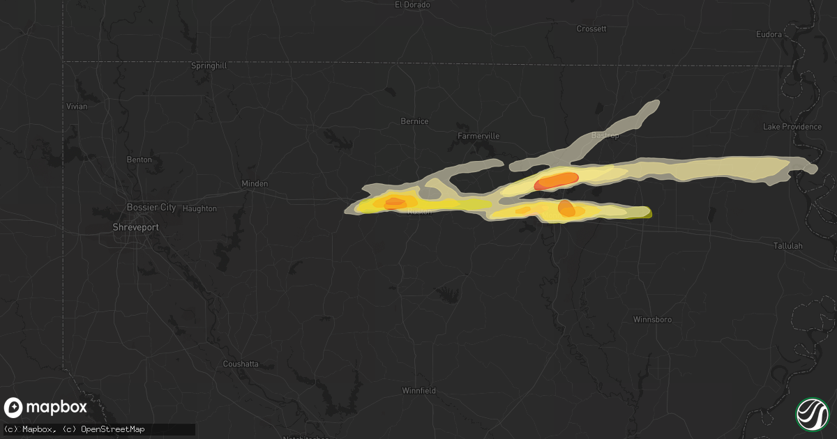 Hail map in Ruston, LA on March 18, 2016