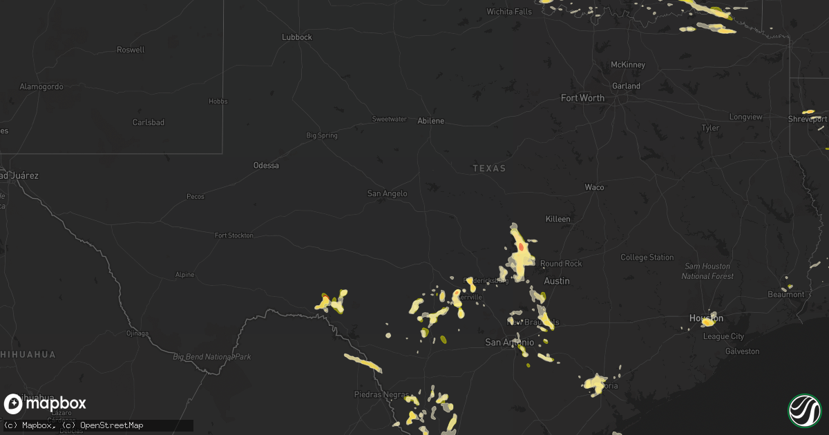 Hail map in Texas on March 18, 2016