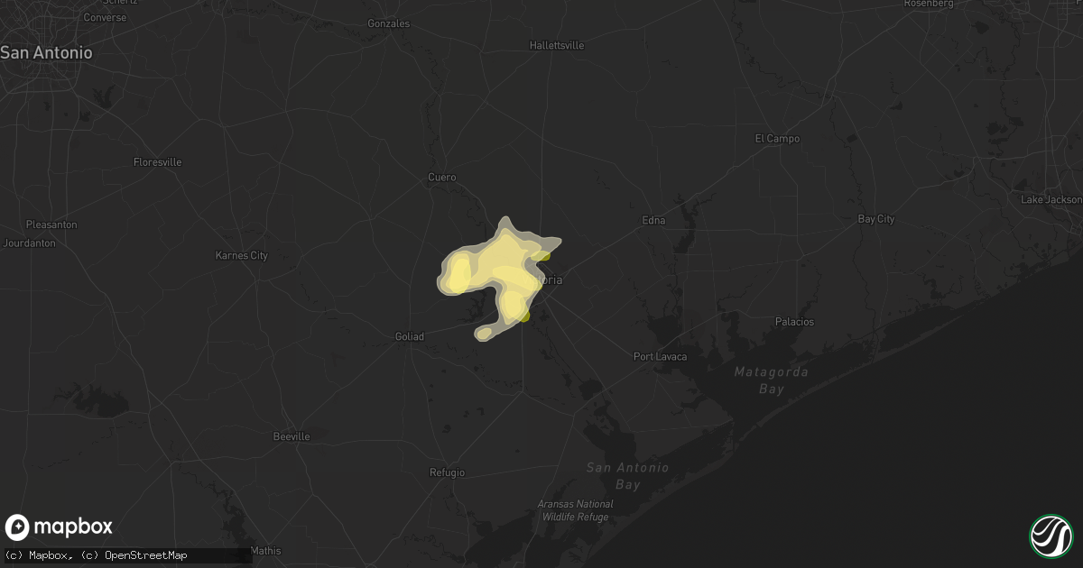 Hail map in Victoria, TX on March 18, 2016