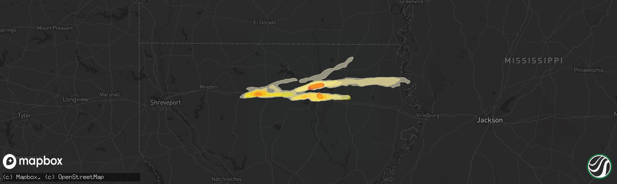 Hail map in West Monroe, LA on March 18, 2016