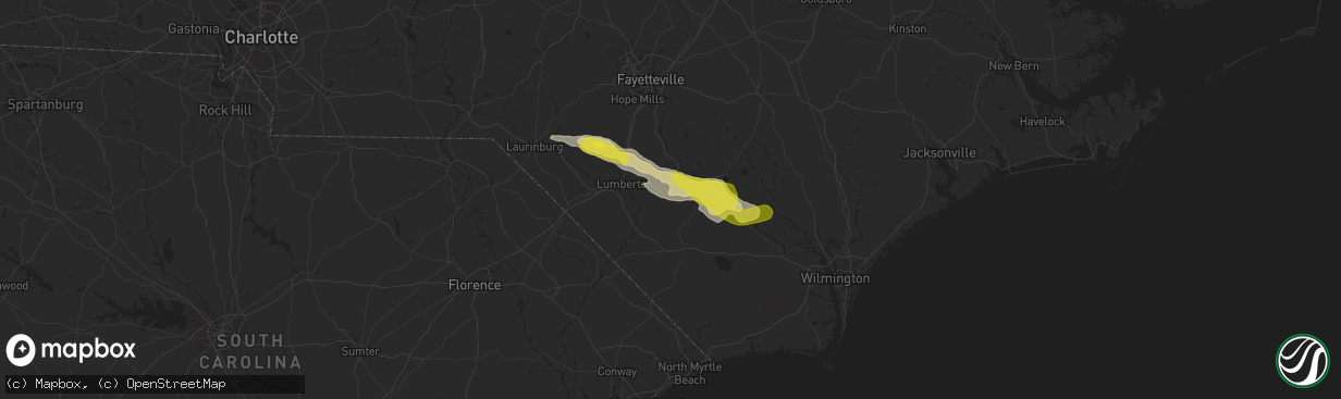 Hail map in Bladenboro, NC on March 18, 2017