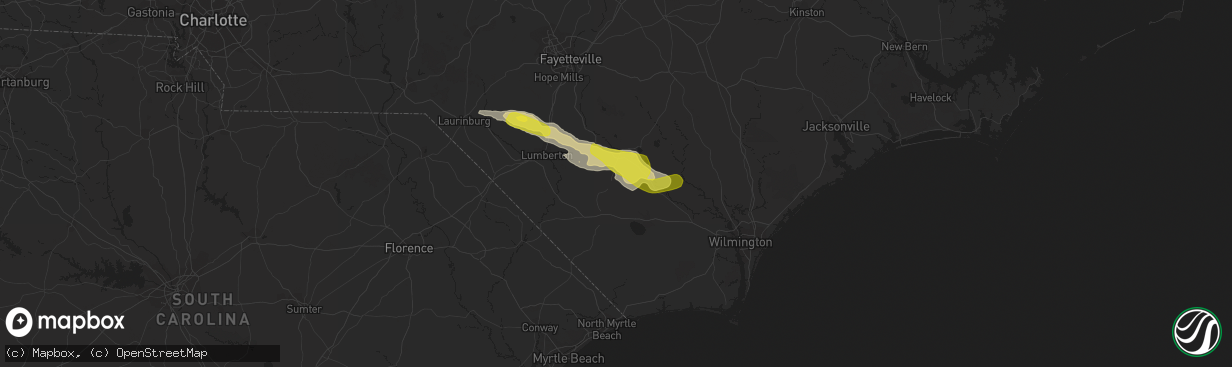 Hail map in Clarkton, NC on March 18, 2017